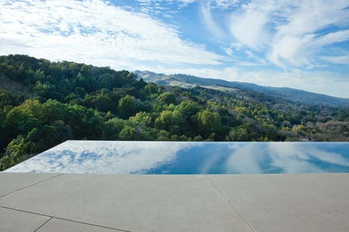 Backyard concrete pool fountain photo in San Francisco