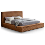 Meridian Furniture - Dexter Upholstered Bed, Saddle, King, Corduroy Fabric - When a bedroom rehab is on your "to do" list, this Dexter saddle corduroy fabric king bed is a great jumping-off point. Designed to give your bedroom a fresh new face fast, this king size bed is upholstered in soft saddle furry textured corduroy fabric in a homage of sorts to the timelessly iconic material that's part of your coziest fall wardrobe. The contemporary design of the bed features channel tufting for textural appeal, and the high headboard adds a dramatic vibe whether in the master suite or guest bedroom.