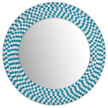 DecorShore 20" Jewel Tone Accent Wall Mirror, Aquamarine/Silver Topaz