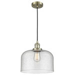 Innovations Lighting - Large Bell 1-Light LED Pendant, Antique Brass, Glass: Seedy - One of our largest and original collections, the Franklin Restoration is made up of a vast selection of heavy metal finishes and a large array of metal and glass shades that bring a touch of industrial into your home.