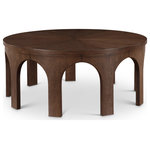 Meridian Furniture - Westfield Console Table, Black, 58" Wide, Brown, 39"wide, Coffee Table - Finish off the look of your space with this beautiful Westfield brown coffee table. Its rich brown oak finish, oak veneer, and mixture of solid wood and MDF blend seamlessly in an art deco design. Ideal for entryways or living rooms, it offers both style and functionality with ample surface area and storage options. Take your decor to the next level with this statement piece that combines classic craftsmanship and modern sensibility, perfect for showcasing your personal style and enhancing any room's ambiance.
