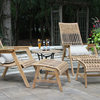 5-Piece Teak Bohemian Basket Lounger Set With Matching Ottomans and Accent Table