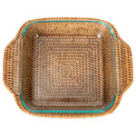Artifacts Trading Company - Artifacts Rattan™ Square Baker Basket with Pyrex, Honey Brown - Our Square Baker Basket with Pyrex will fast become a staple in your kitchen!