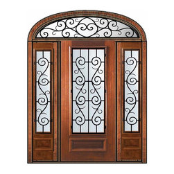 Prehung Side lights-Transom Door 80 Mahogany St. Charles 3/4 Lite - Front Doors