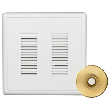 PrimeChime Plus 2 - Video Compatible Doorbell Chime Kit, Polished Brass, Stucco Button