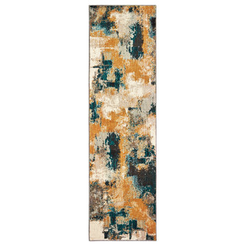 Oriental Weavers Sedona Collection Blue/ Gold Abstract Indoor Area Rug 2'3"X7'6"