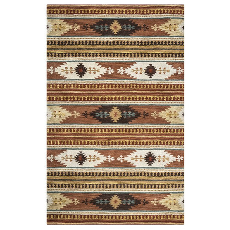 Alora Decor Ryder 3' x 5' Tribal Multi/Brown/Blue/Gold/Khaki Area Rug