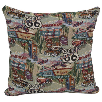 17" Tapestry Throw Pillows With Inserts, Set of 2, Route 66
