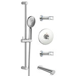 MCN Faucets - Fresh Thermostatic Tub and Handheld Shower Set, Brushed Nickel - Confident lines, soft brushed nickel, and effortless elegance make the Fresh Thermostatic Tub and Handheld Shower Set a modern day treasure. Including the base, knobs and diverters, tub spout, and gorgeous handheld showerhead, this system locks in and maintains your desired water temperature precisely to prevent any unpleasant hot or cold surprises. With simple yet alluring geometric inspired design, its versatility and eye-catching sophistication helps transform your bathroom into the luxurious contemporary paradise of your dreams. Authentically crafted in Italy.