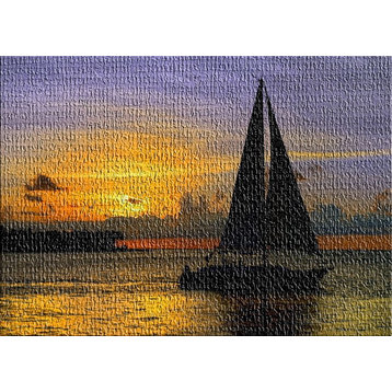 Sail Boat In Sunset 2 Area Rug, 5'0"x7'0"