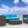 Belize Outdoor Backyard Wicker Rattan Patio Furniture, 5-Piece Set, Sea Blue
