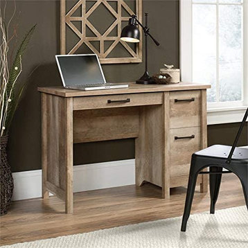 Rustic Desk, Storage Drawers With Safety Stops & Black Metal Handles, Lintel Oak