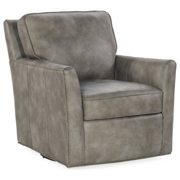 Hooker Furniture CC323 Captain 31"W Leather Accent Swivel Chair - Gray
