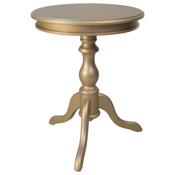 Anna Pedestal Base Accent Table, Champagne