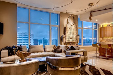Trendy living room photo in San Diego