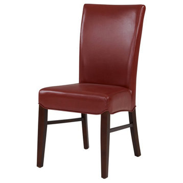 New Pacific Direct Milton 19.5" Bonded Leather Dining Chair in Red (Set of 2)