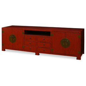 In Stock Elmwood Chinese Village Kang Media Cabinet Distressed Red Asian Entertainment Centers And Tv Stands By China Furniture And Arts Houzz