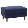 CorLiving Mulberry Fabric Upholstered Modern Ottoman, Navy Blue