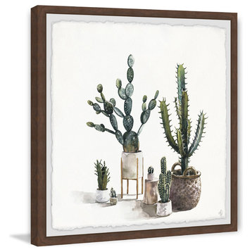 "Greeny Succulents" Framed Painting Print, 24"x24"
