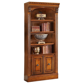 Bowery Hill 32" Traditional Wood Open Top Bookcase in Brown Finish