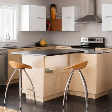 Modern kitchen with ultra thin countertops