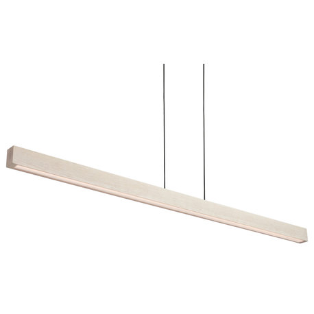 Una LED 66" Linear Pendant White Washed Oak, Downlight Only, 4000K, Dimmable