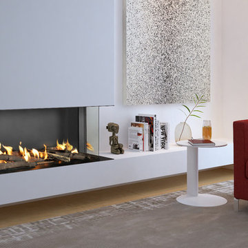 Flare Double Corner – Bay Linear Fireplace