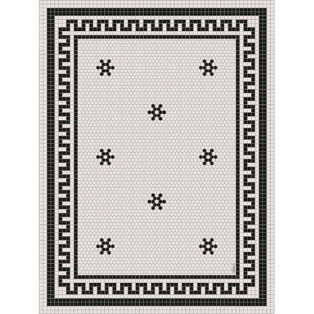Adama Black & White Vinyl Rug/Mat (Tuxedo_B), 60" X 96" Oval