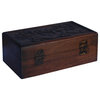 Chinese Brown Dimensional Relief Flower Motif Rectangular Box Chest Hws1047