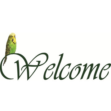 Parrot With Welcome Sign Picture Art Decal, 8x20"