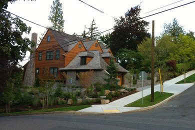 Inspiration for a transitional exterior in Portland.