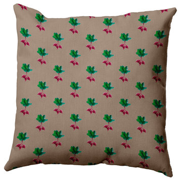 Radishes Pattern Decorative Throw Pillow, Doe, 16"x16"