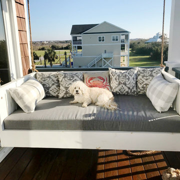 Cute Pup Enjoys This Comfy Beach House Porch Swing Cushion