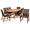 Amazonia Bahamas 9-Piece Eucalyptus Extendable Dining Set With Brown Sling Chair