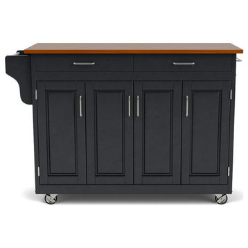 Homestyles Create-a-Cart Wood Rolling Kitchen Cart in Black