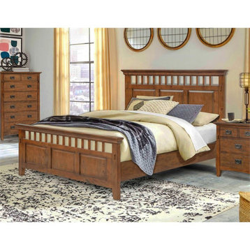Sunset Trading Mission Bay Transitional Solid Wood Queen Bed in Amish Brown