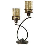 StyleCraft Home Collection - Bronze | Metal Glass Shade Uplight with Base Switch - Accent your decor with this lovely Table Lamp.
