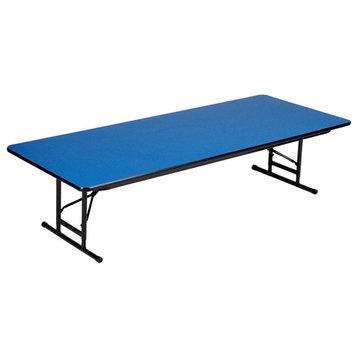Correll 17-27" Adj. Height Heavy Duty Blow-Molded Plastic Folding Table in Blue