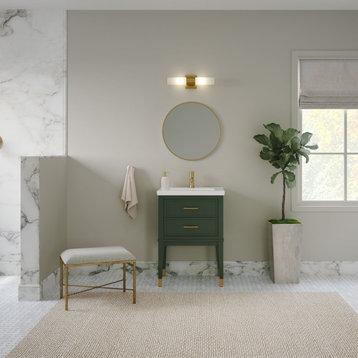 Sintra 24" Single Bathroom Vanity in Green with Porcelain Top