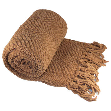 Tweed Knitted Throw Blanket, Amphora, 60"x80"