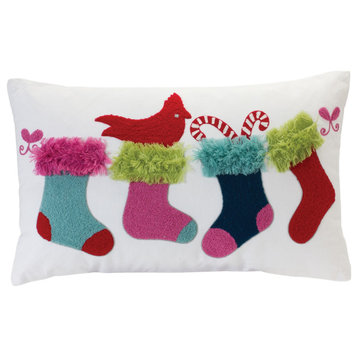 Colorful Stocking Holiday Pillow 19.5"L