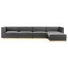 Sanguine Channel Velvet 5-Piece Modular Sectional Sofa, Gray