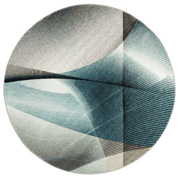 Safavieh Hollywood Collection HLW715 Rug, Grey/Teal, 6'7" Round