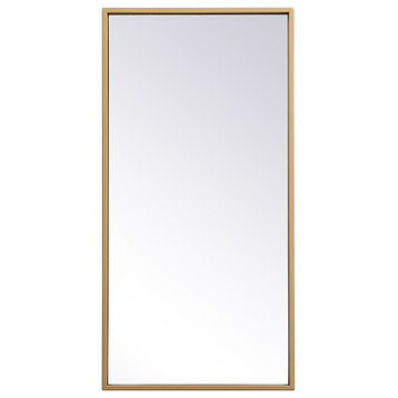 Elegant Decor Eternity 28" x 14" Modern Metal Frame Mirror in Brass