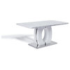 63" Rectangular Modern Marble Faux Dining Table In White & Stainless Steel