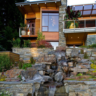 Inspiration pour un jardin design avec une cascade.