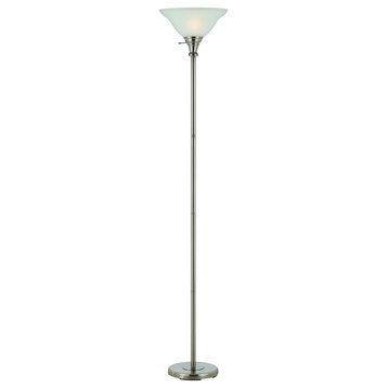 Cal Lighting BO-213 1 Light Pedestal Base Torchier Floor Lamp - Brushed Steel