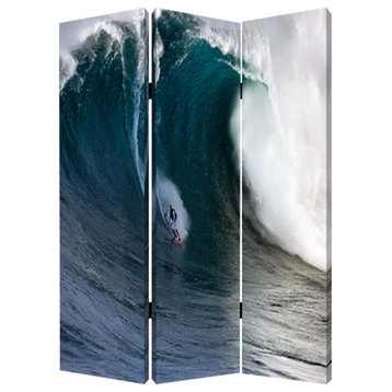 48"x72" Multi Color Wood Canvas Wave  Screen