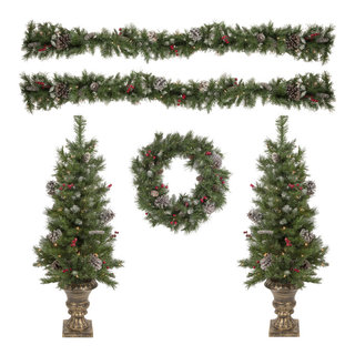 Northlight 9' x 14 Pre-Lit White Alaskan Pine Artificial Christmas  Garland, Warm White LED Lights