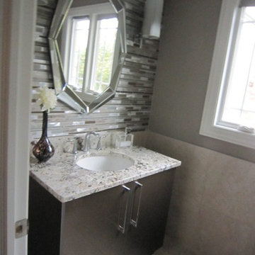 Octagon Mirror and Mosaic Backsplash